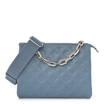 Louis Vuitton Lambskin Embossed Monogram Coussin PM Blue Glacier 1 of 8