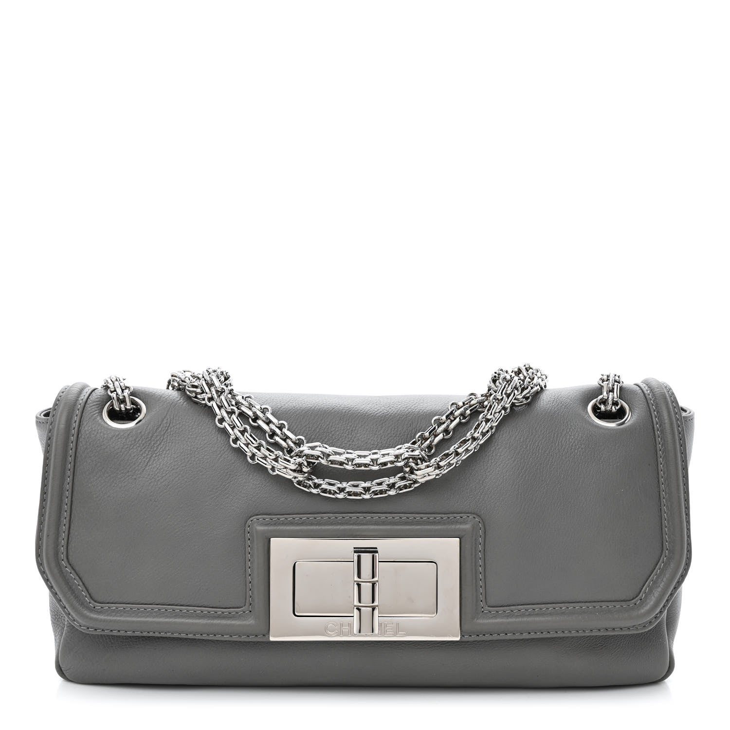 Chanel Grained Calfskin Mademoiselle Lock Bijoux Chain Flap Grey 1 of 10