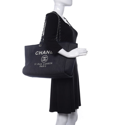 Chanel Denim Medium Deauville Tote Dark Blue 2 of 10