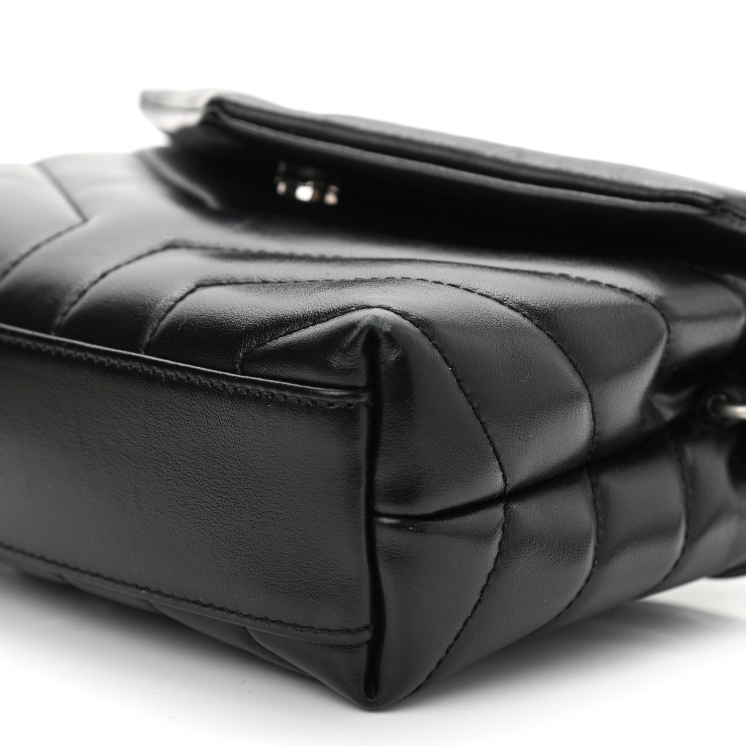 Saint Laurent Calfskin Y Quilted Monogram Toy Loulou Crossbody Bag Black 9 of 10