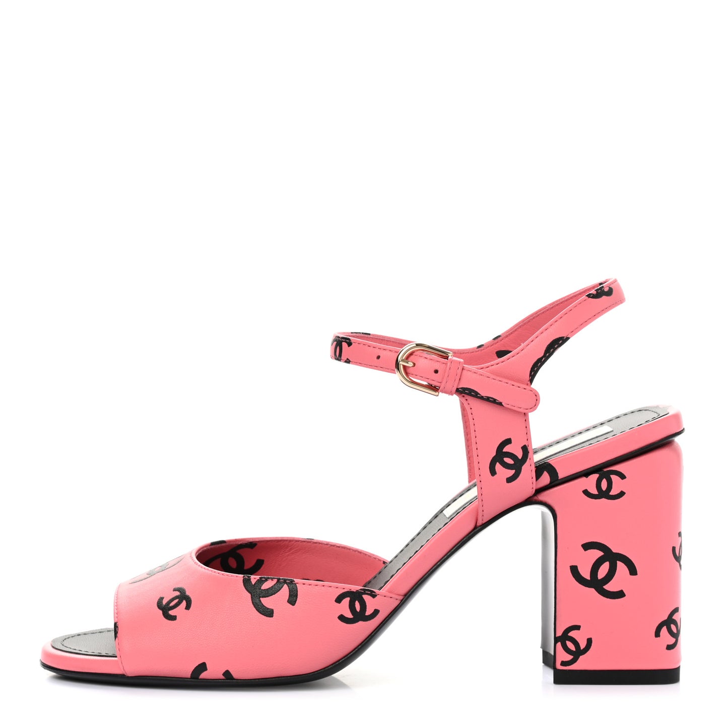 Lambskin Printed CC Sandals 39 Pink Black