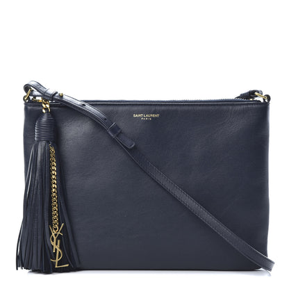 Saint Laurent Calfskin Teen Monogram Crossbody Bag Blue 1 of 12
