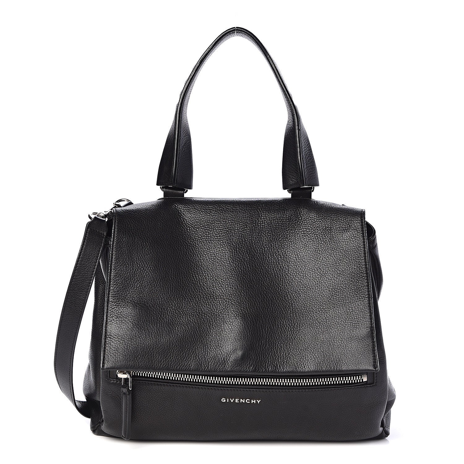 Givenchy Waxy Grained Calfskin Medium Pandora Pure Flap Bag Black 1 of 9
