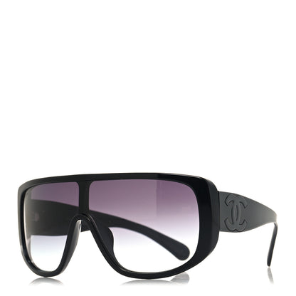 Chanel Acetate Shield Sunglasses 5495A Black 1 of 8
