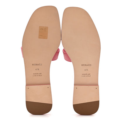 Hermes Epsom Oran Sandals 40.5 Rose De Venise 6 of 10