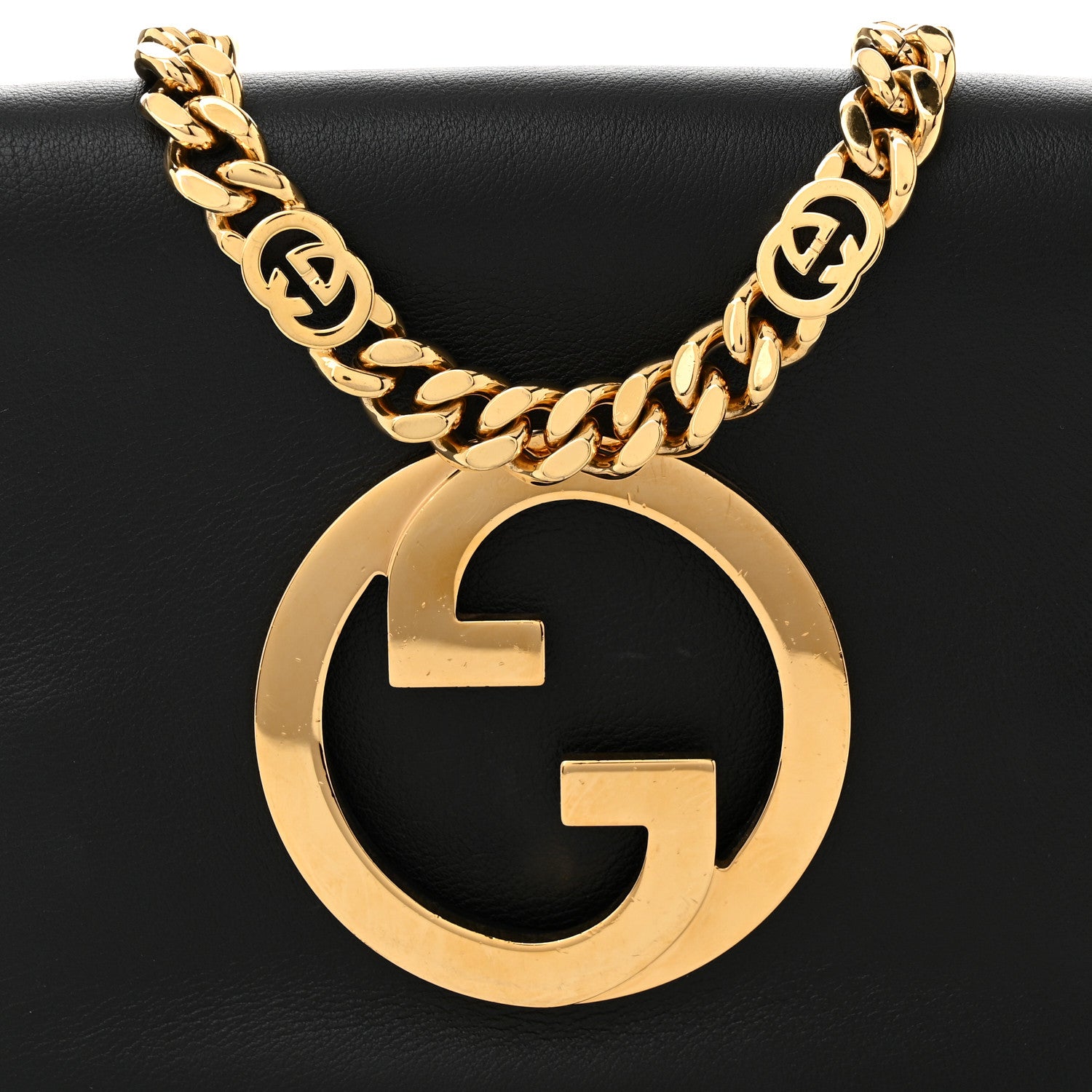 Gucci Roxy Calfskin Blondie Chain Shoulder Flap Bag Black 8 of 10