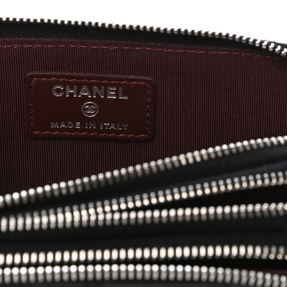Chanel Lambskin Quilted Triple Zip Wallet Black 6 of 8