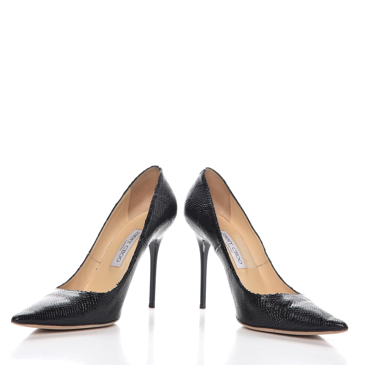 Snakeskin Pointed Toe Pumps 40 Black