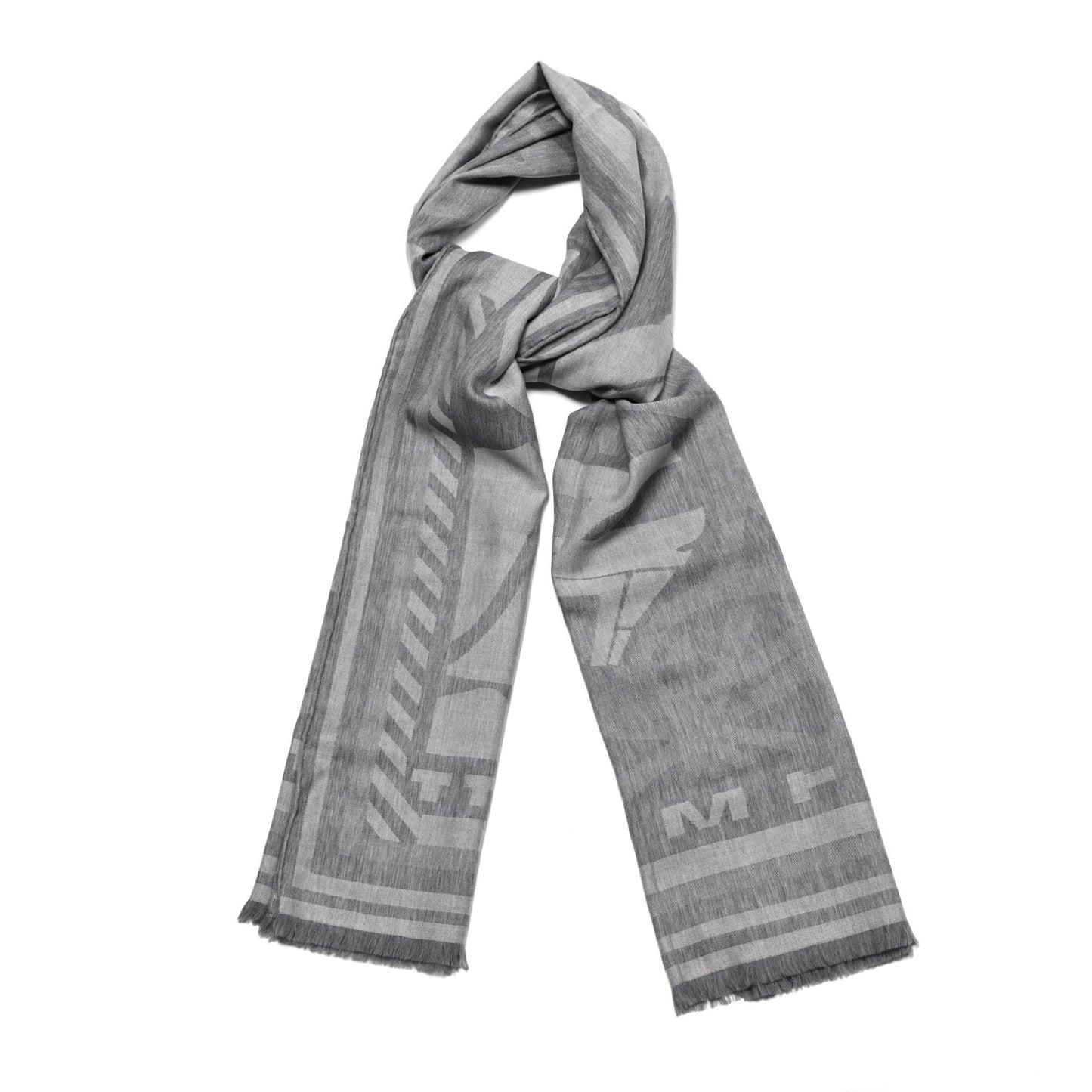 Wool Jacquard Puzzle II Muffler Gris Chine