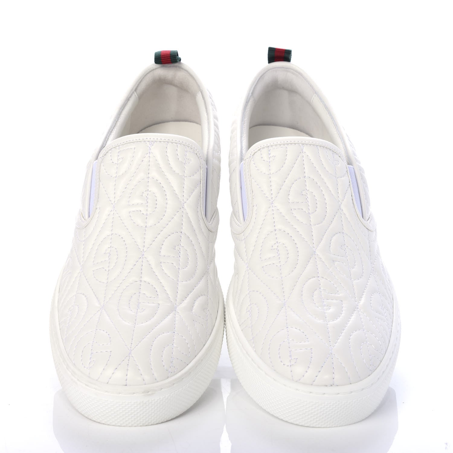 Gucci Nappa Web G Rhombus Quilted Mens Slip On Sneakers 8.5 Great White 5 of 10