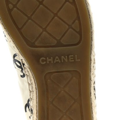 Chanel Lambskin Printed CC Espadrilles 37 White Black 7 of 14
