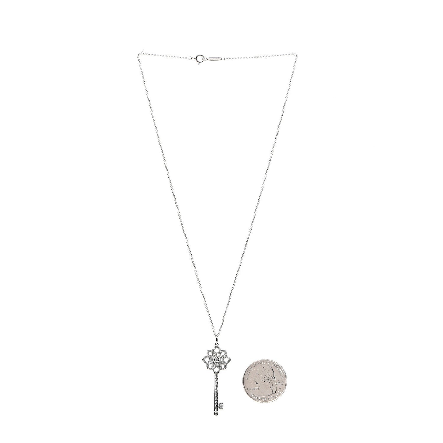 Platinum Diamond Medium Woven Key Pendant Necklace