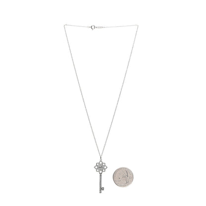Tiffany Platinum Diamond Medium Woven Key Pendant Necklace 3 of 8