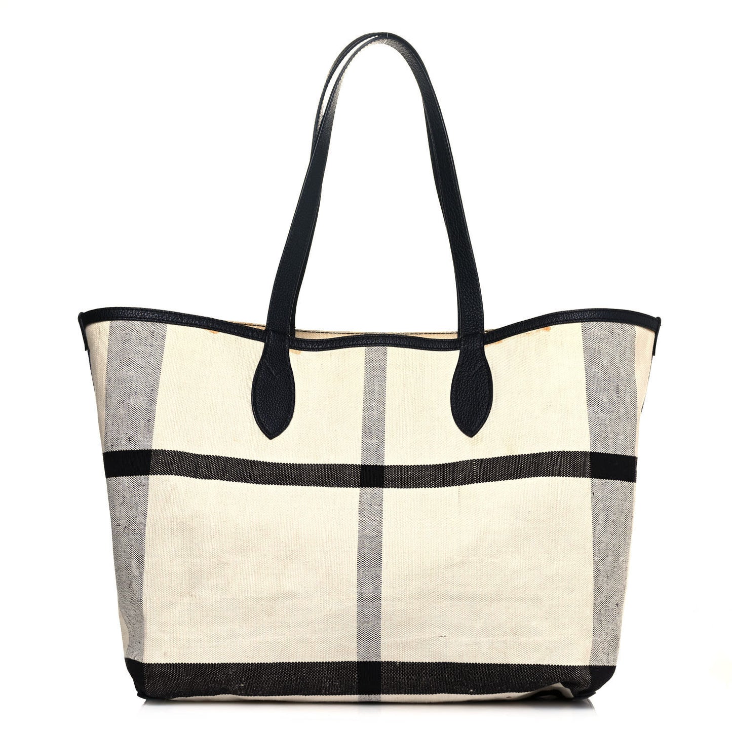 Coated Canvas Mega Check Sketchbook Reversible Tote White Black