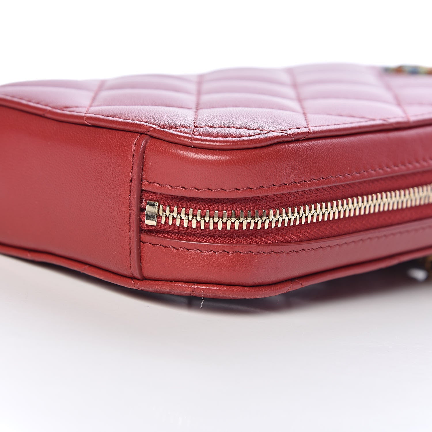 Chanel Lambskin Quilted Zip Phone Case Red 9 of 10