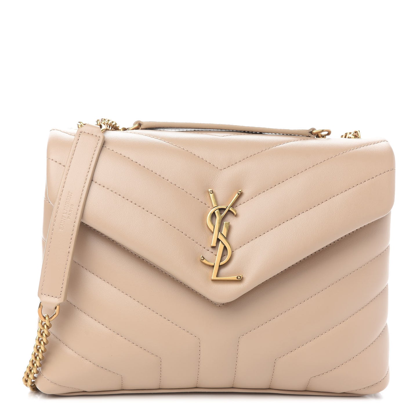 Calfskin Y Quilted Monogram Small Loulou Chain Satchel Dark Beige