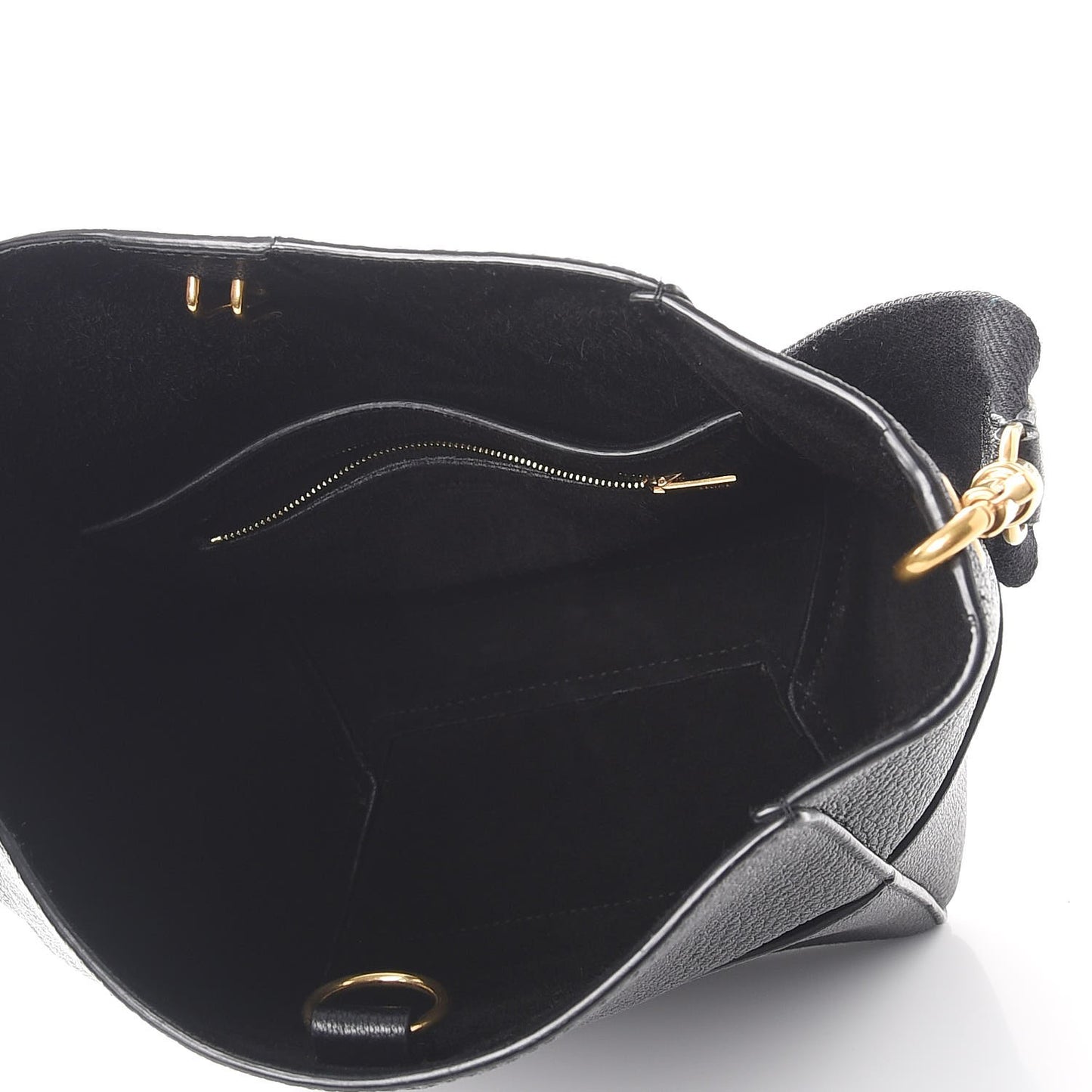 Soft Grained Calfskin Sangle Bucket Bag Black