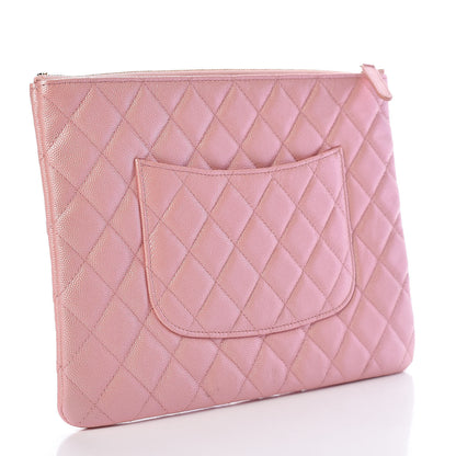 Chanel Iridescent Caviar Quilted Medium Cosmetic Case Rose Pink 4 of 9