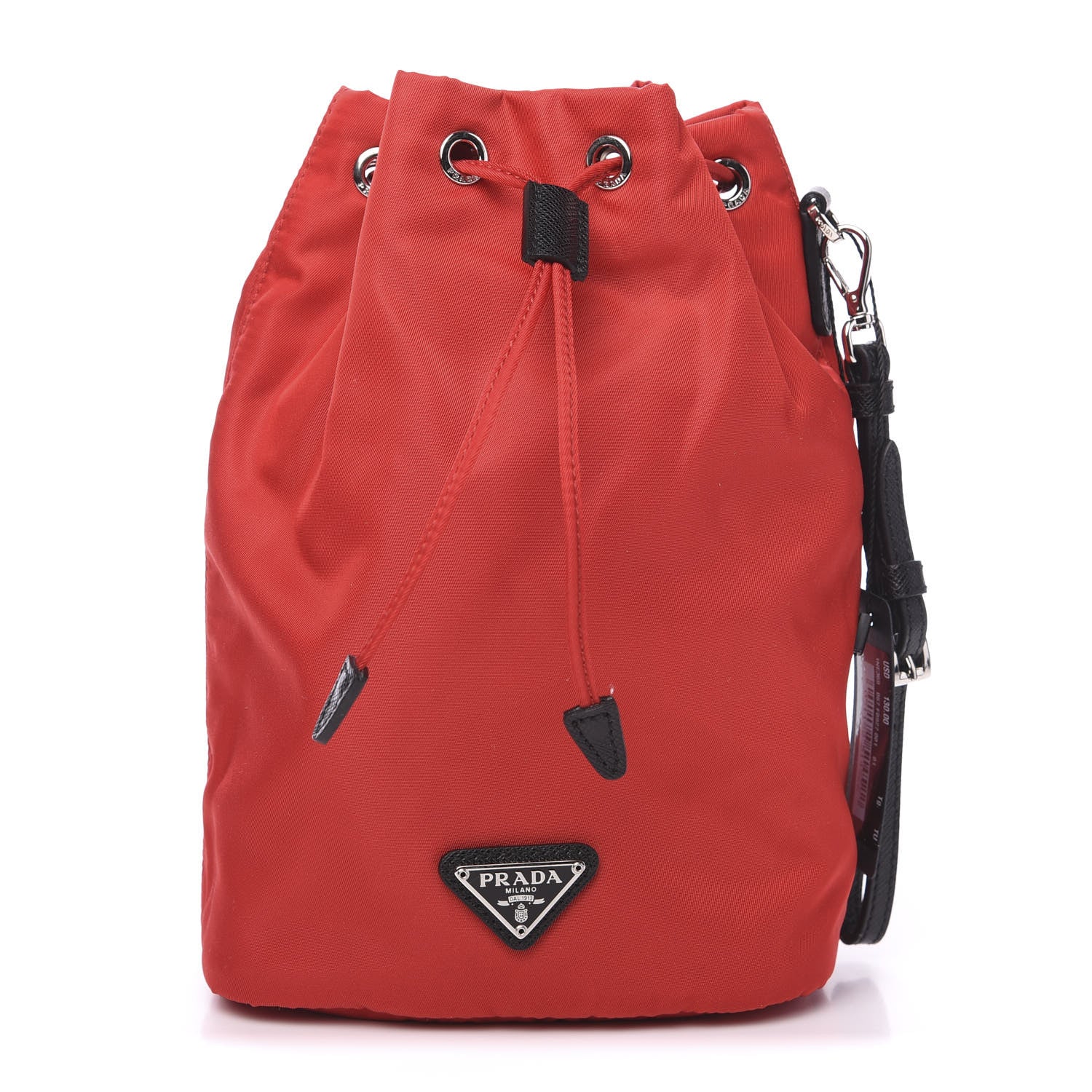 Prada Saffiano Tessuto Nylon Bucket Wristlet Rosso 1 of 8