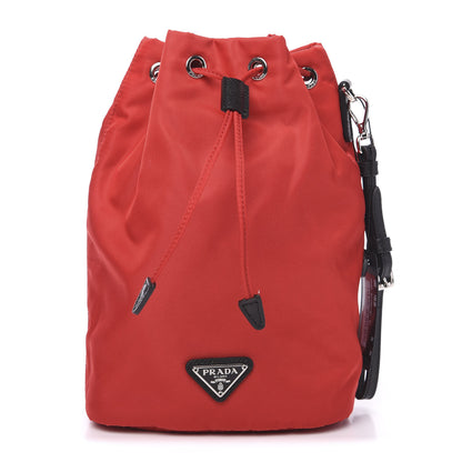 Prada Saffiano Tessuto Nylon Bucket Wristlet Rosso 1 of 8