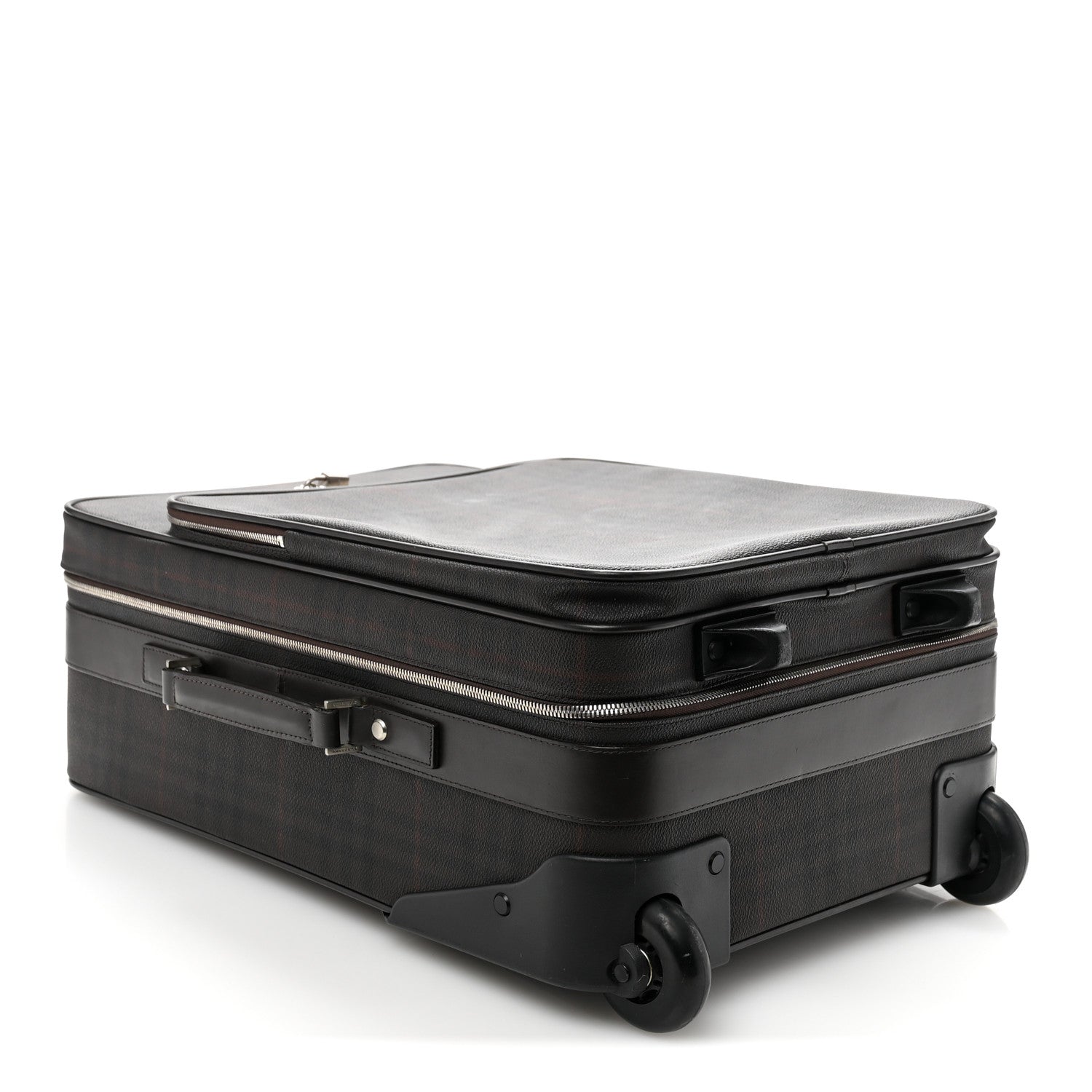 Burberry Smoked Haymarket Check Carry-On Suitcase Chocolate