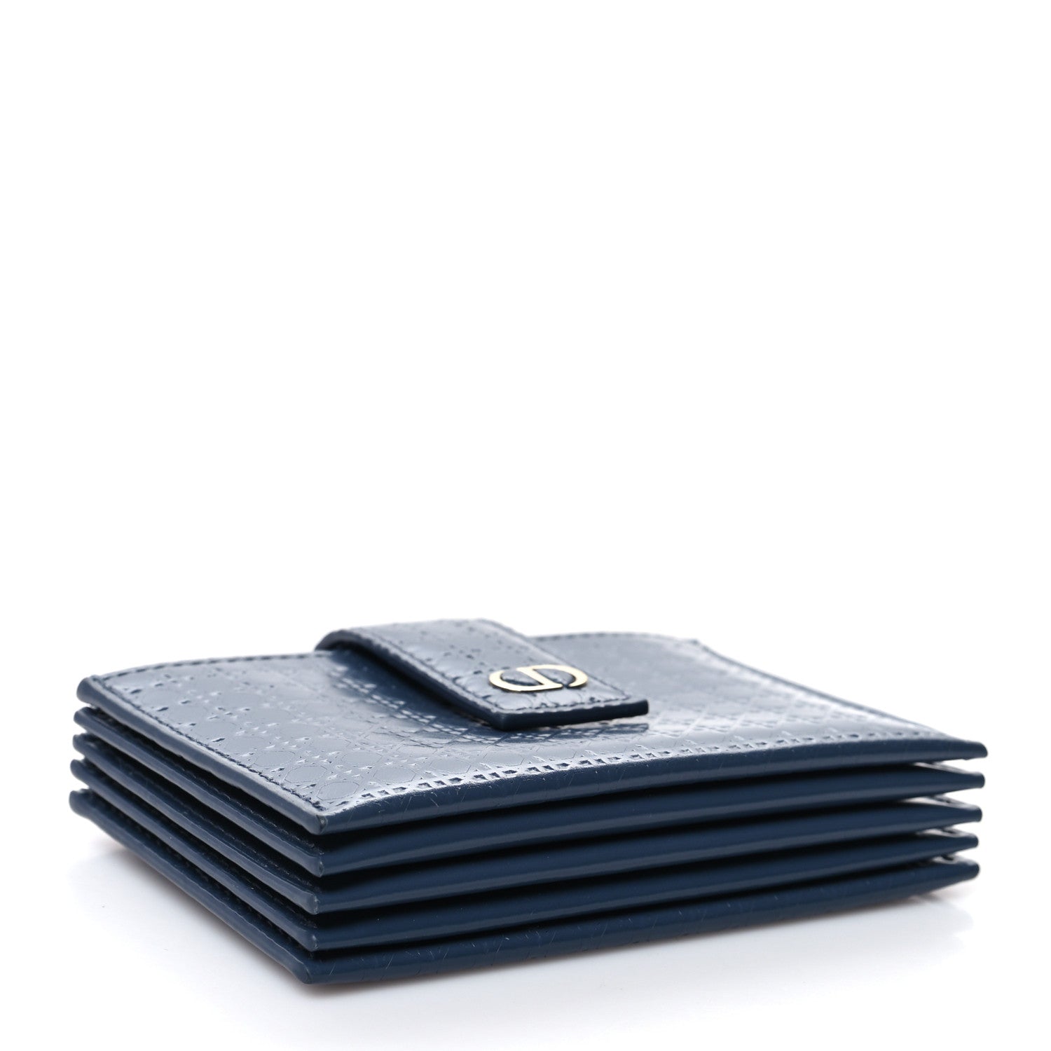 Christian Dior Patent Micro-Cannage Montaigne Gusseted Card Holder Blue 4 of 10