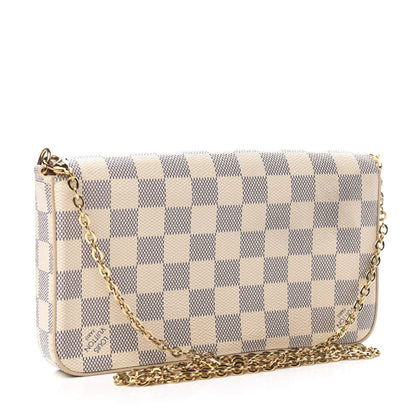 Louis Vuitton Damier Azur Pochette Felicie Chain Wallet Rose Ballerine 3 of 11
