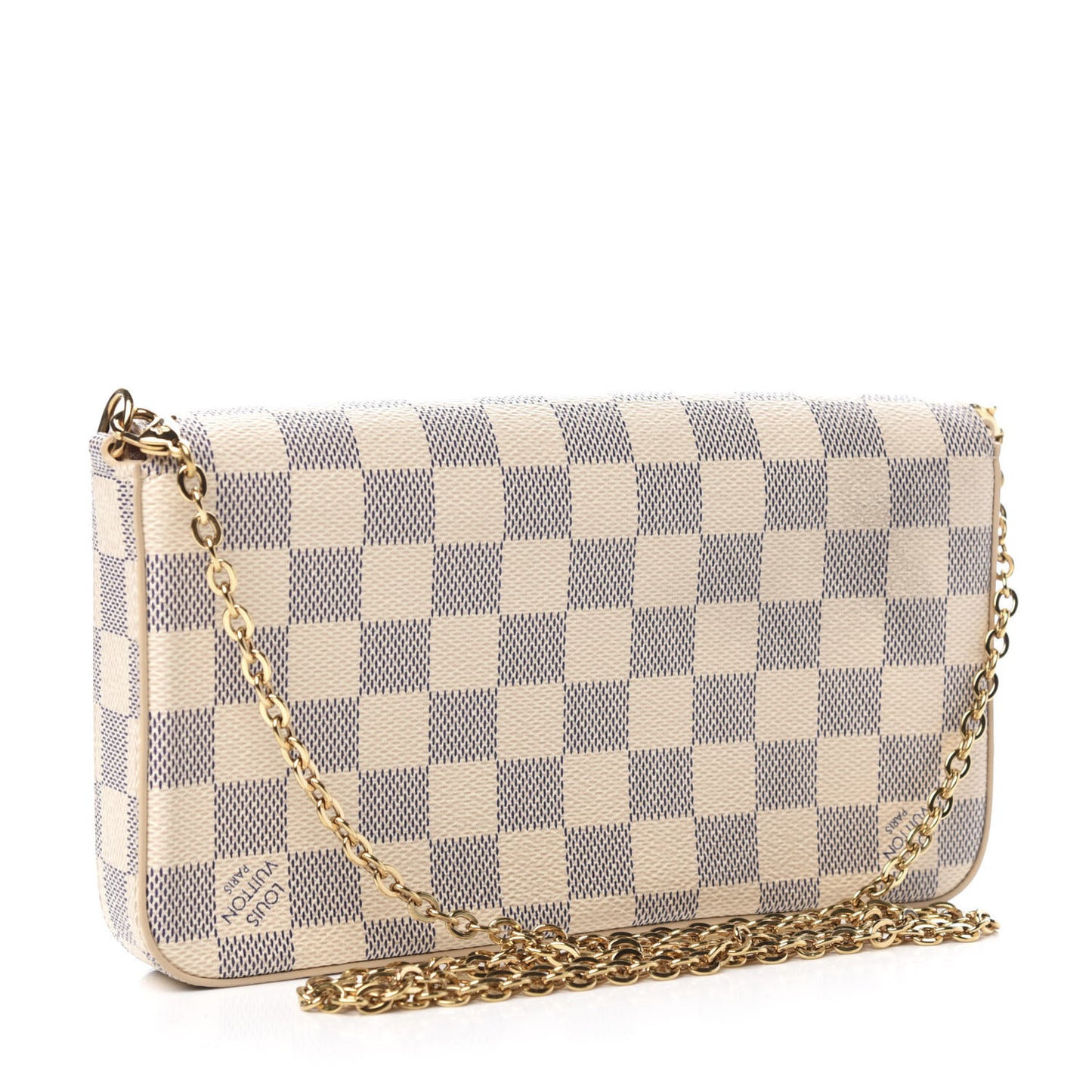 Damier Azur Pochette Felicie Chain Wallet Rose Ballerine