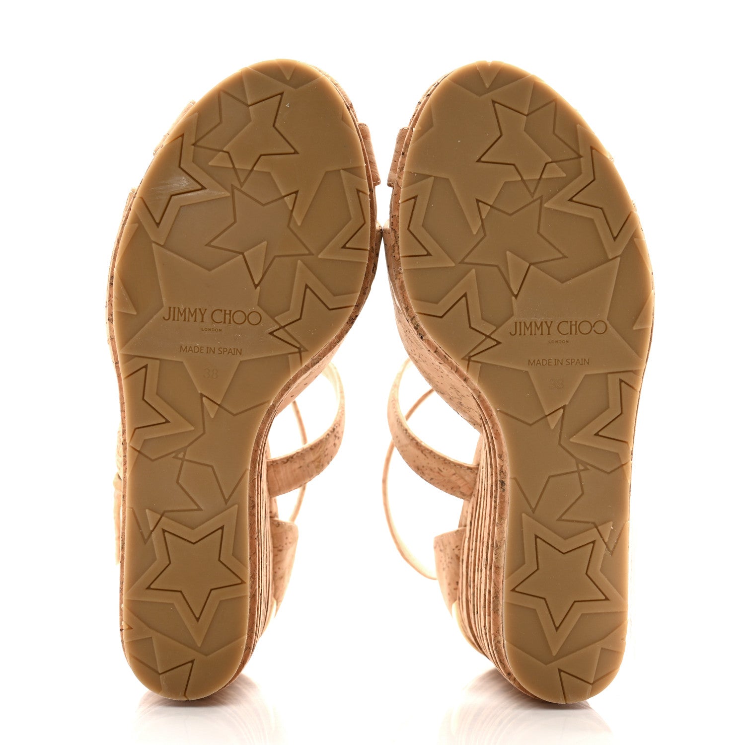 Jimmy Choo Laser Striped Cork Alanah 105 Wedge 38 Natural 5 of 8