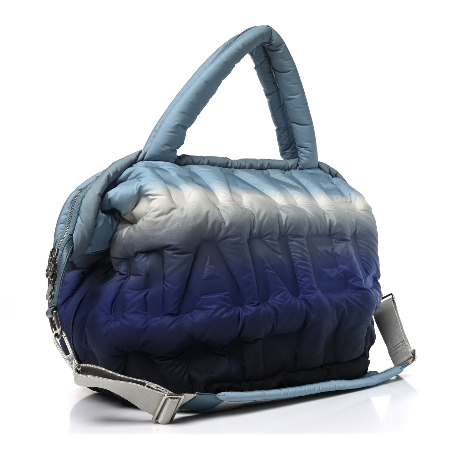 Nylon Embossed Doudoune Bowling Bag Blue White