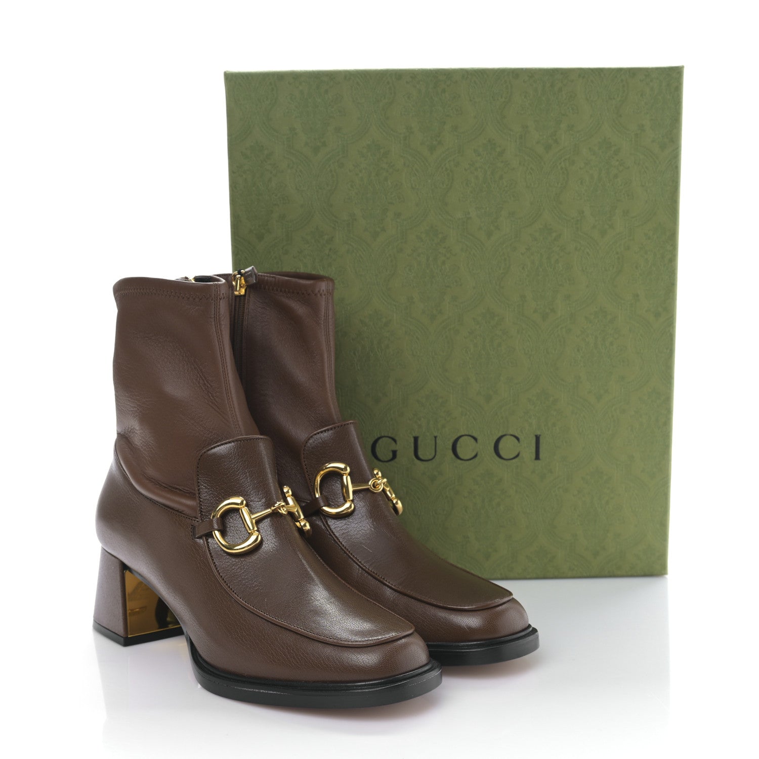 Gucci Quentin Nappa Stretch Granada Kid Horsebit 55mm Ankle Boots 39.5 Brown Sugar 8 of 8