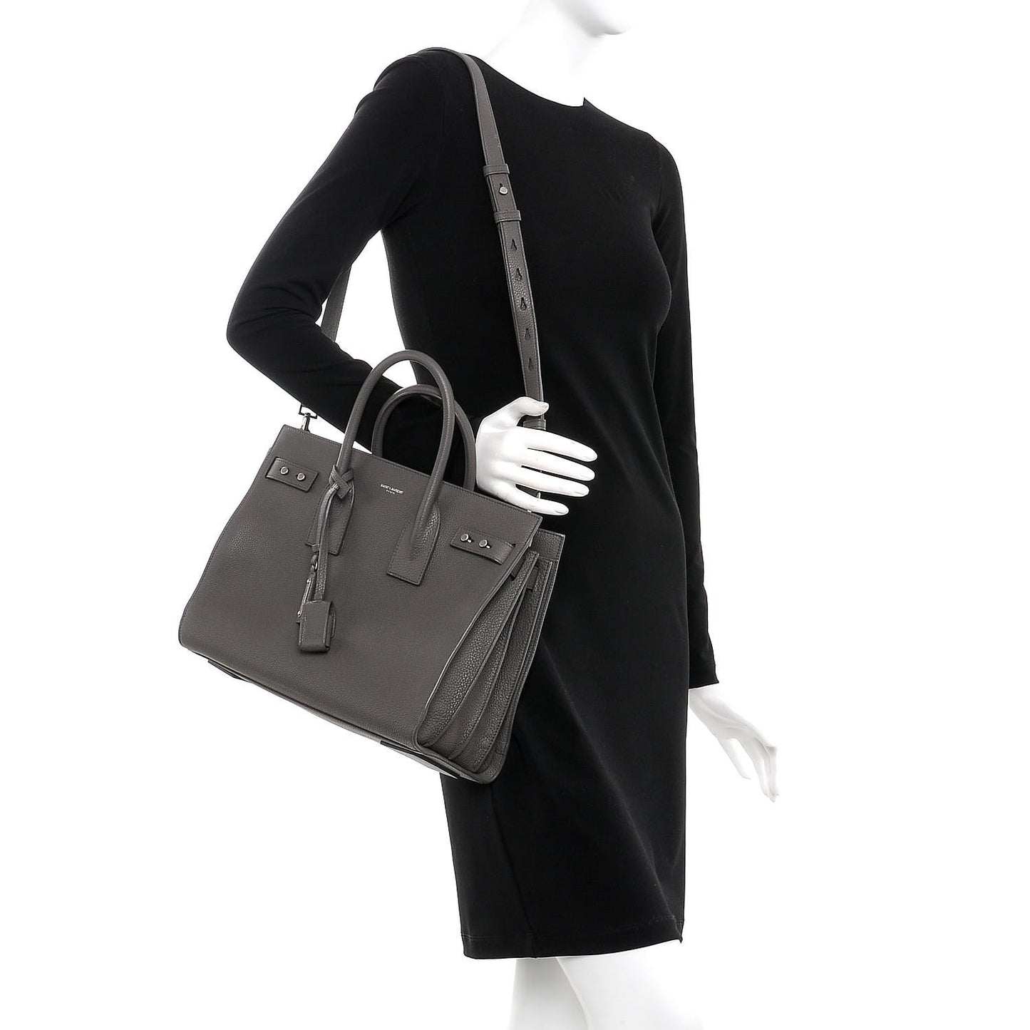 Grained Calfskin Small Supple Sac De Jour Fog