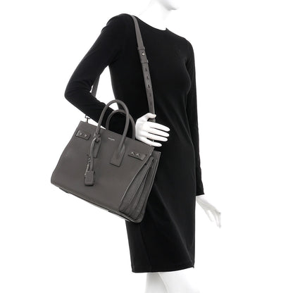 Saint Laurent Grained Calfskin Small Supple Sac De Jour Fog 2 of 8