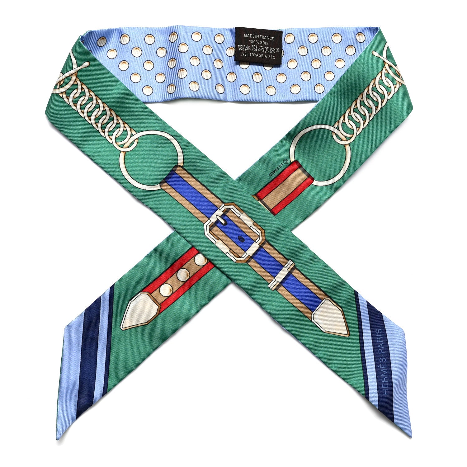 Hermes Silk Grand Tralala Twilly Bleu Ciel Vert 1 of 4
