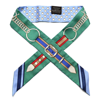 Hermes Silk Grand Tralala Twilly Bleu Ciel Vert 1 of 4