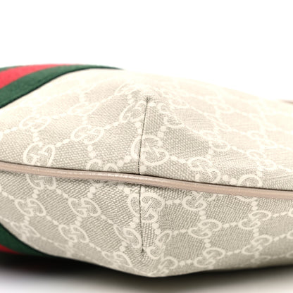 Gucci GG Supreme Monogram Textured Dollar Calfskin Web Small Ophidia Half Moon Hobo Beige Mystic White Oatmeal 9 of 10