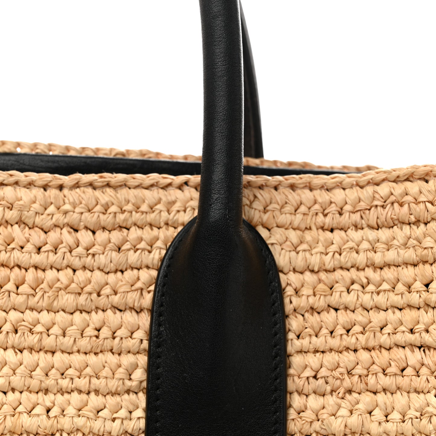 Raffia Calfskin Rive Gauche Tote Naturale Black