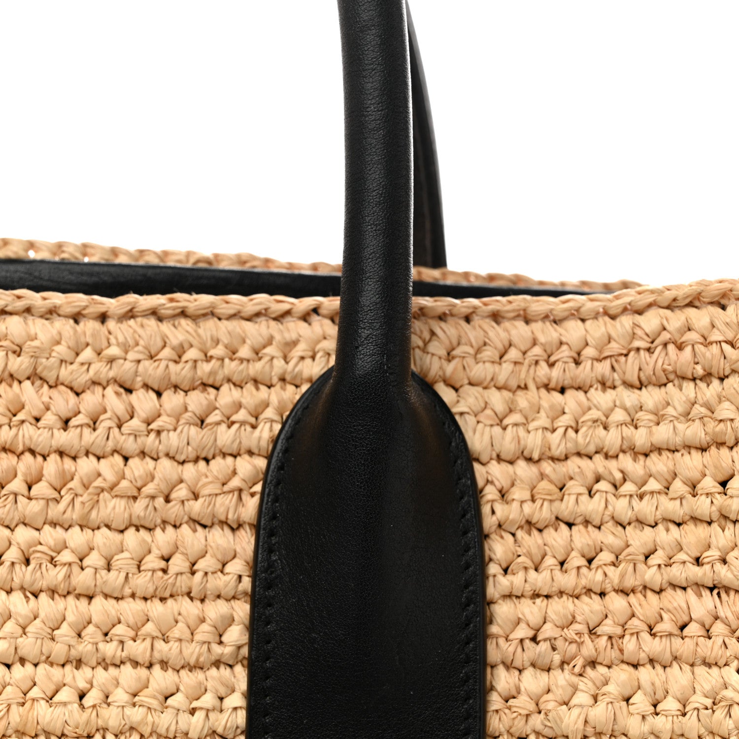 Saint Laurent Raffia Calfskin Rive Gauche Tote Naturale Black 12 of 14