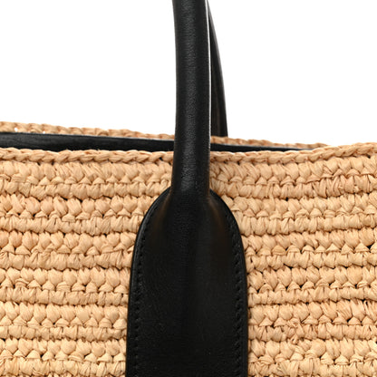 Saint Laurent Raffia Calfskin Rive Gauche Tote Naturale Black 12 of 14