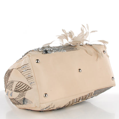 Valentino Garavani Feather Sequin Alice Glam Frame Satchel Beige 6 of 11