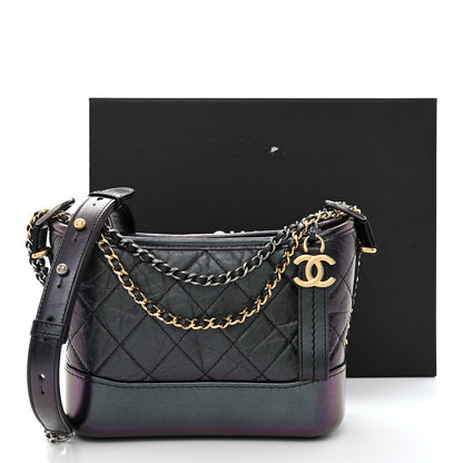 Chanel Iridescent Aged Calfskin Quilted Small Gabrielle Hobo Black 11 of 11