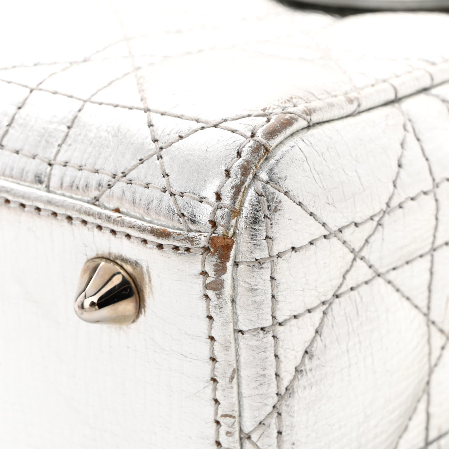 Christian Dior Metallic Grained Calfskin Cannage Small Lucky Badges My Lady Dior Silver 14 of 16