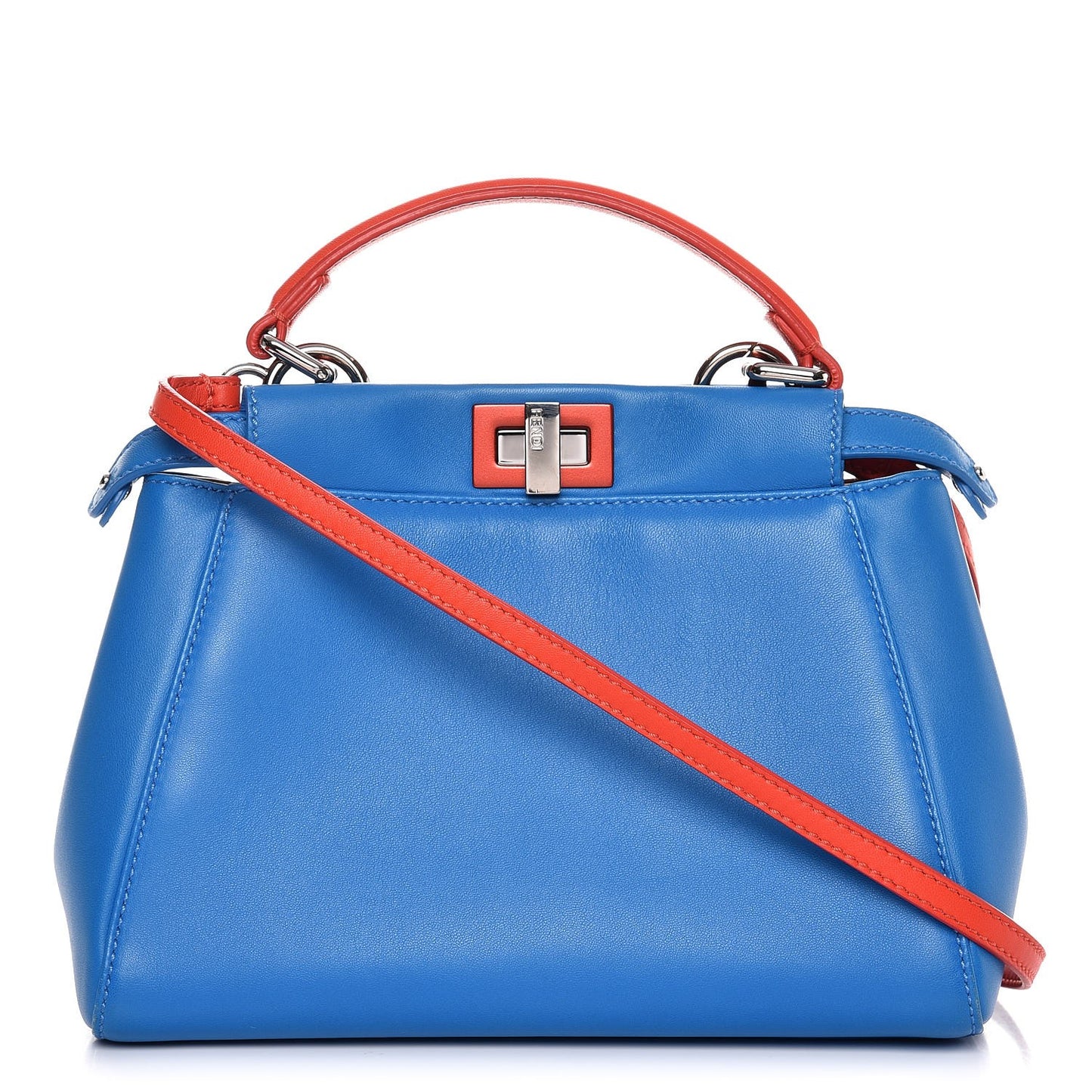 Nappa Colorblock Mini Peekaboo Iconic Satchel Blue Royal Papavero Cuoio