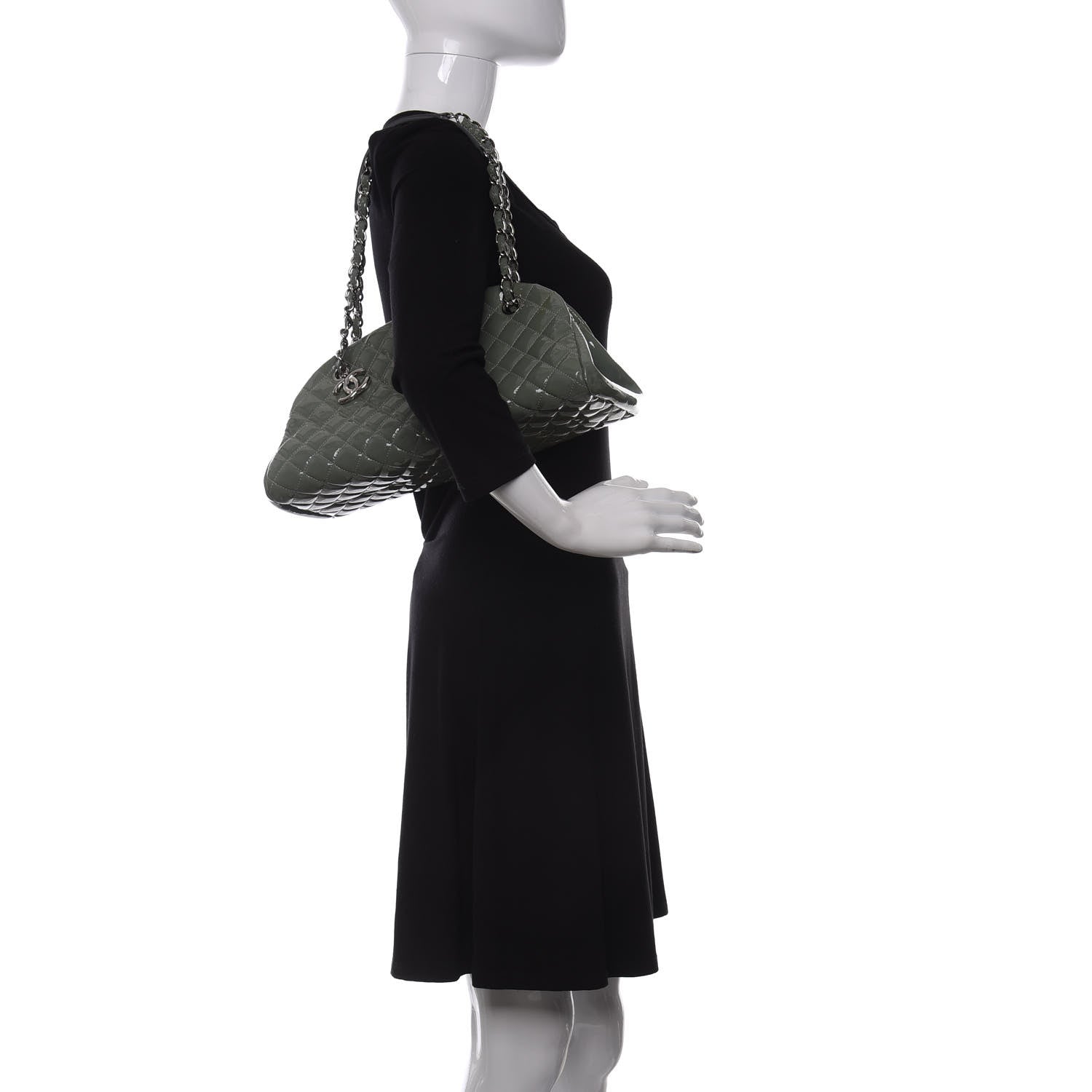 Chanel Patent Quilted Medium Just Mademoiselle Green 2 of 12