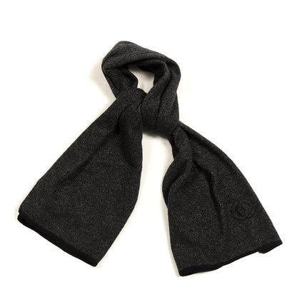 Chanel Cashmere Silk Blend CC Scarf Black 1 of 4