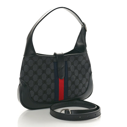 Gucci X BALENCIAGA BB Monogram Calfskin Web Small Jackie 1961 Hobo Black 3 of 10