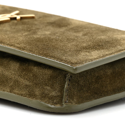 Saint Laurent Suede Monogram Phone Holder Crossbody Loden Green 9 of 13