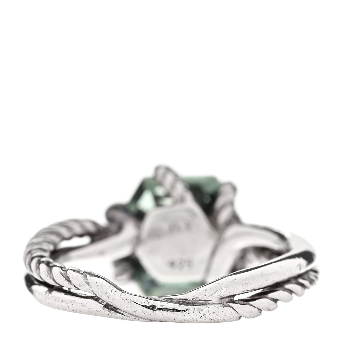 Sterling Silver Diamond Prasiolite 10mm Cable Wrap Ring 51 5.75
