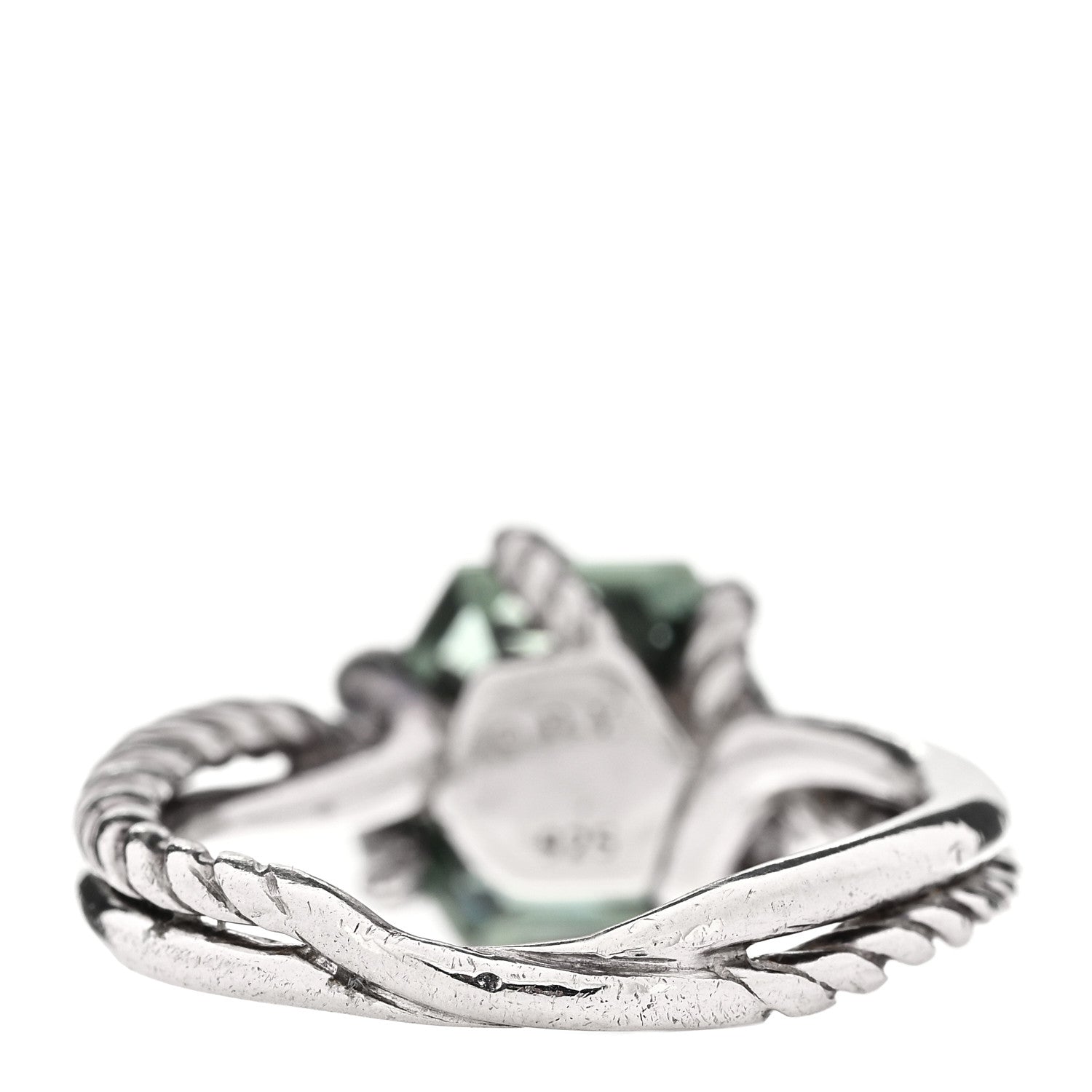 David Yurman Sterling Silver Diamond Prasiolite 10mm Cable Wrap Ring 51 5.75 4 of 4