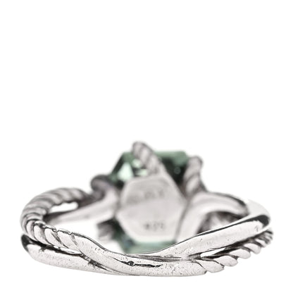 David Yurman Sterling Silver Diamond Prasiolite 10mm Cable Wrap Ring 51 5.75 4 of 4